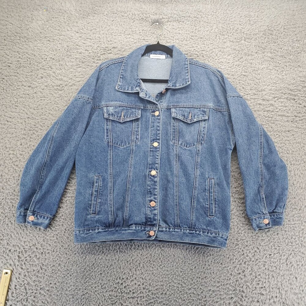 Canton Walker Jacket Womens Large Blue Classic Denim Cotton Blend Button Up Fron